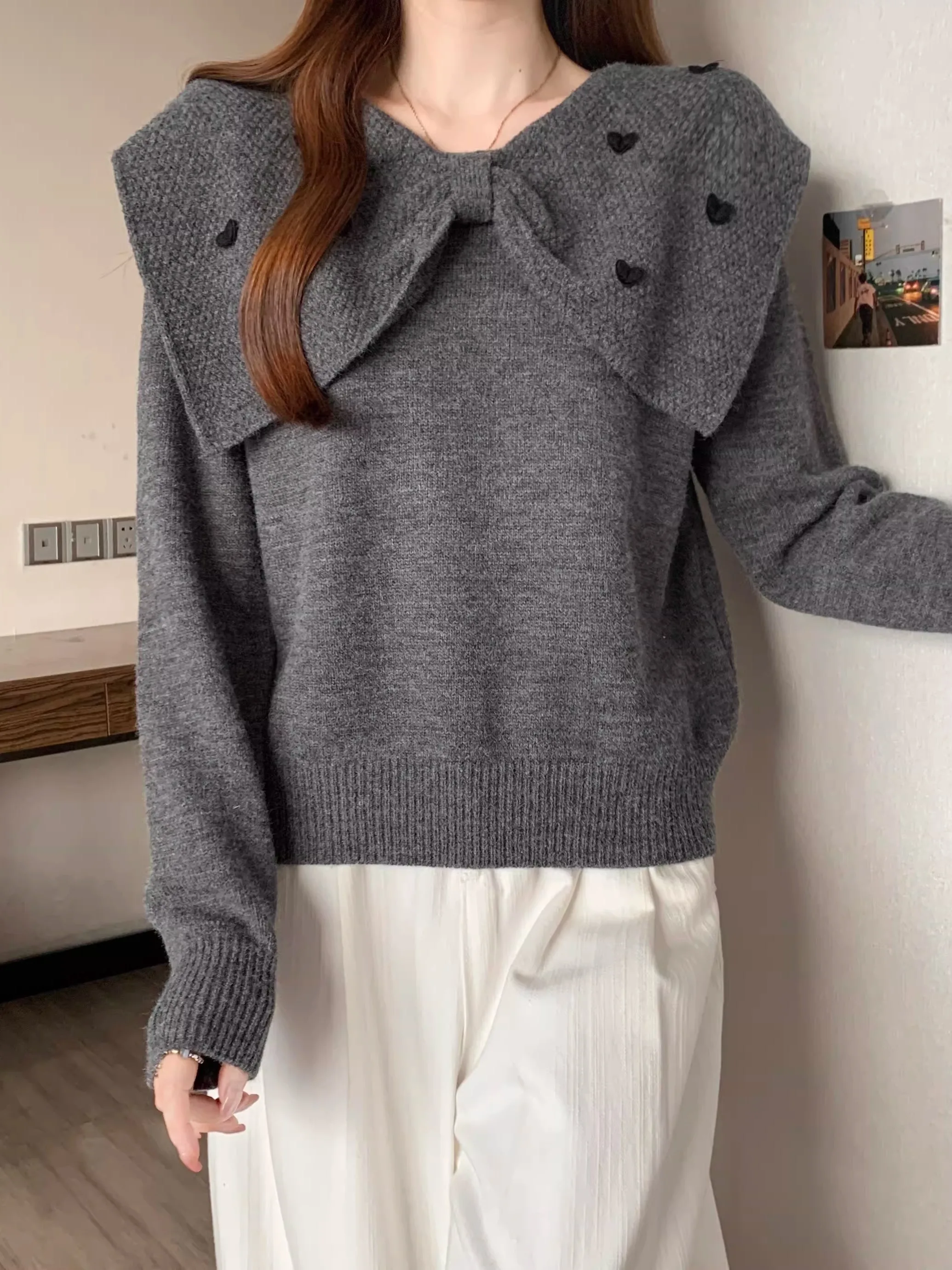 

ay Long Sve Knitted Sweater Women's oulder Size Large Winter Soft Cozy Trendy Top Comfortable Korean Sle Commute