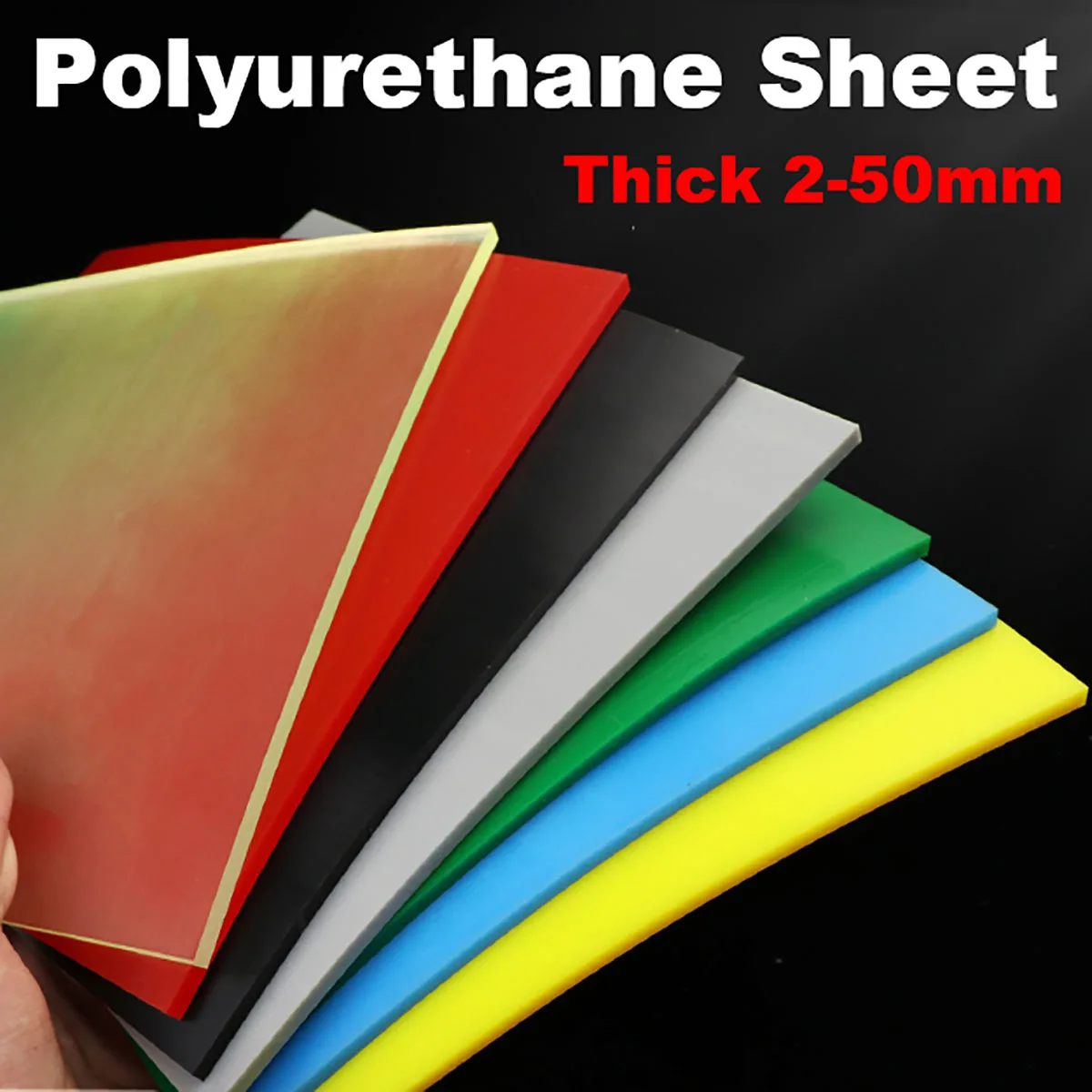 Thick 2-50mm PU Polyurethane Sheet Green Red Black Elastic Rubber Board Oil Wear Resistant Damping Plate Sealing Gasket