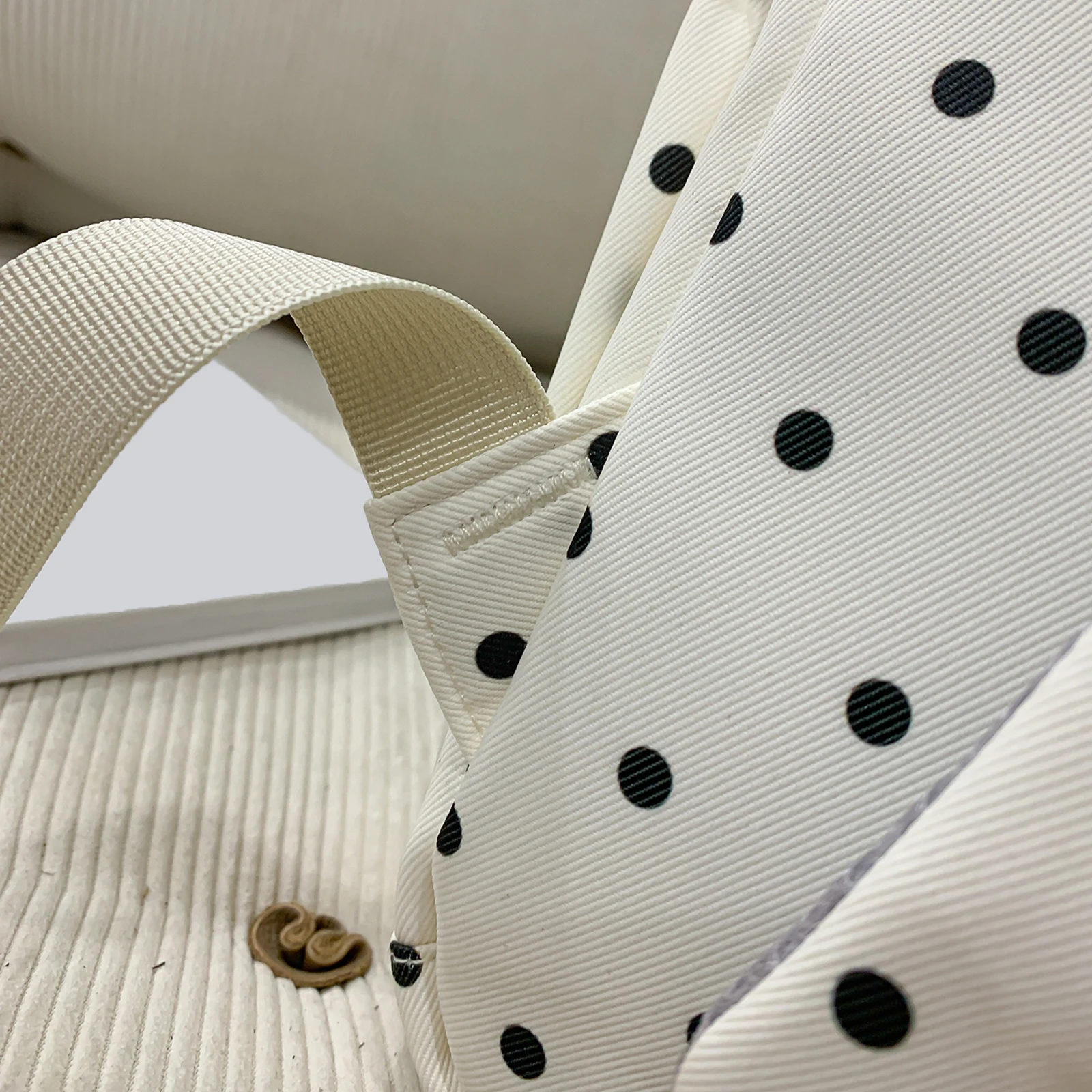 Korean Style Cute Polka Dot Backpack Nylon Women Large Capacity Campus Daypack