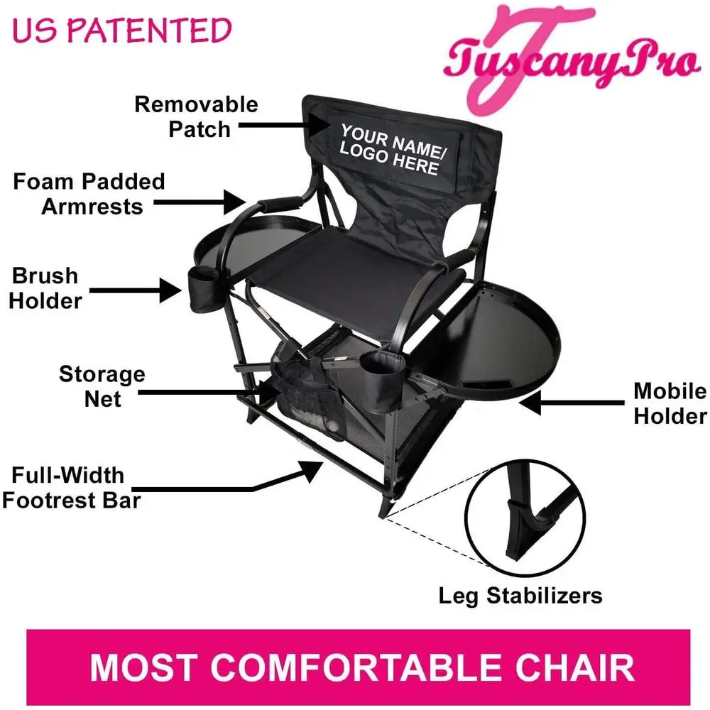 Portable Chair with Mini Ring LED Light - Perect or Makeup, Hair Stylist, Sn with 25 Inch Seat Height - Carry Bag Included - USA - view 5