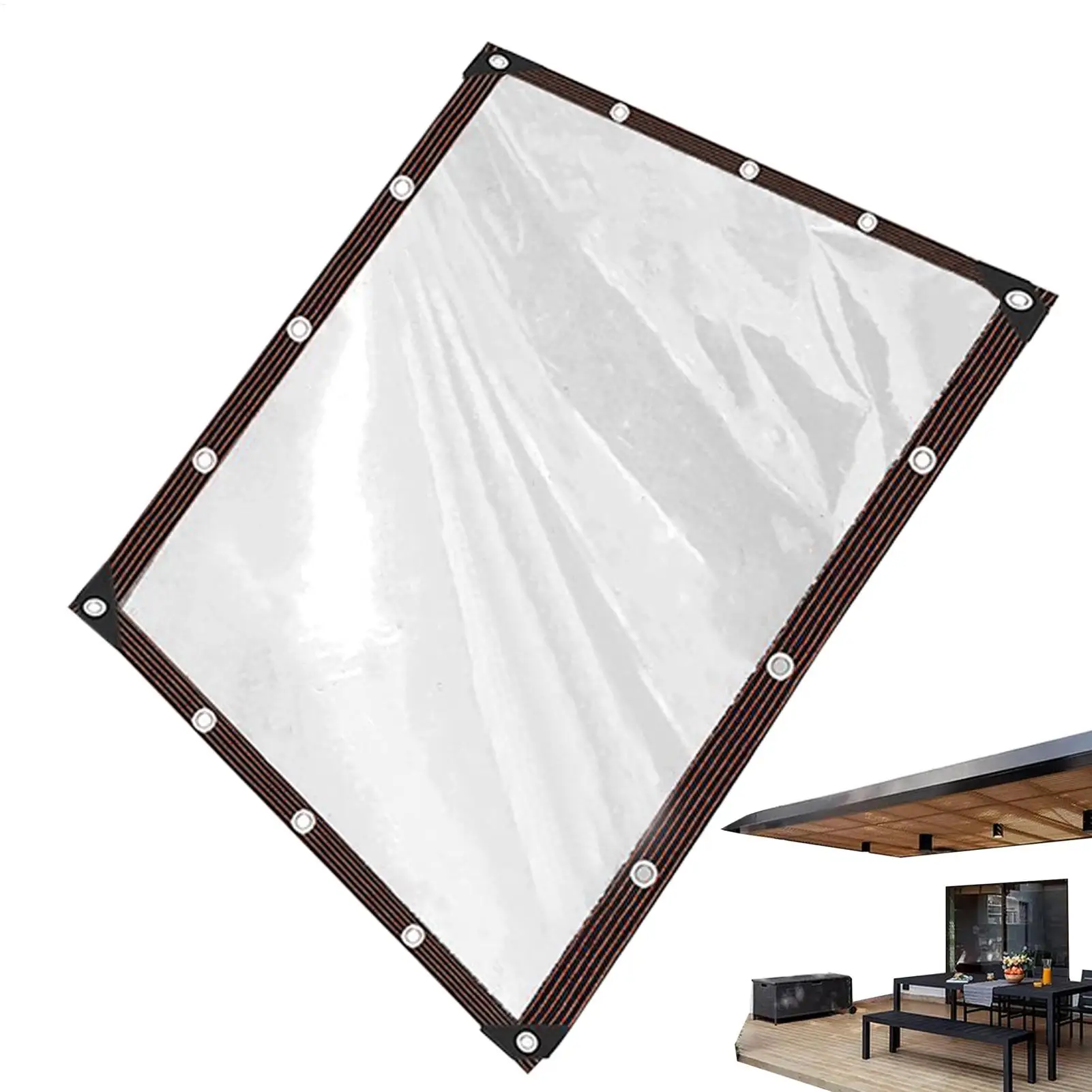 

Прозрачный брезент 7x7 футов, защитный брезент, уличный брезент с втулками для зимнего патио, мебель для кемпинга, сада