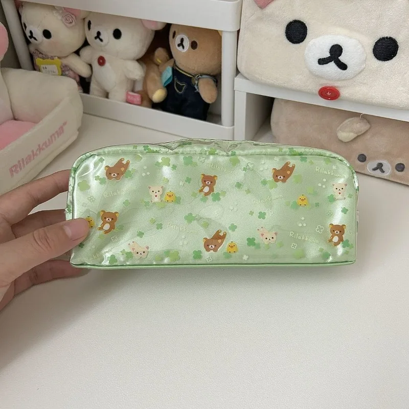 novo-estojo-de-lapis-verde-rilakkuma-com-trevo-de-quatro-folhas-estojo-de-lapis-estudantil-de-grande-capacidade-para-armazenamento-de-material-escolar