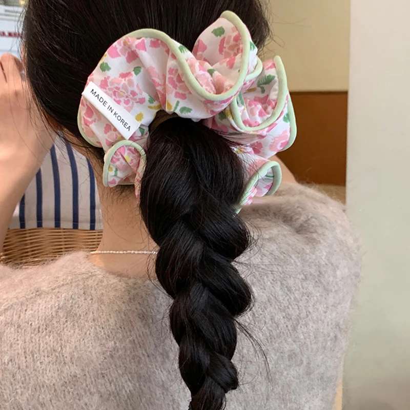 الكورية مزاجه الأزهار Scrunchies إكسسوارات الشعر رباط شعر بسيط النساء الفتيات ذيل حصان حامل الشعر الأربطة المطاطية العلاقات الشعر