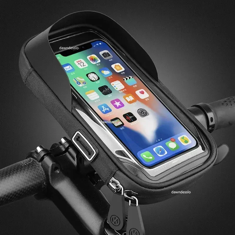 Waterproof bicycle mobile phone holder stand, motorcycle handlebar with bag case, universal bicycle scooter