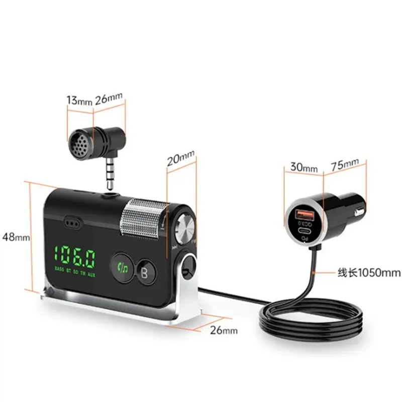 โทรศัพท์มือถือไร้สายเครื่องเล่นเพลงนําทางวิทยุรถยนต์ลําโพงเครื่องส่งสัญญาณบลูทูธไฟแช็ก TF Card MP3 ผู้เล่น