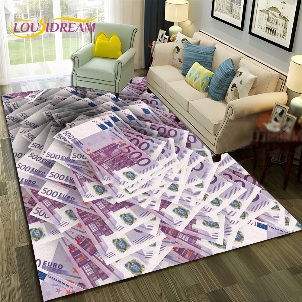 3D Dollar Euro Money  Rich Pattern Carpet Rug for Home Living Room Bedroom Sofa Doormat Decor,Child Area Rug Non-slip Floor Mat