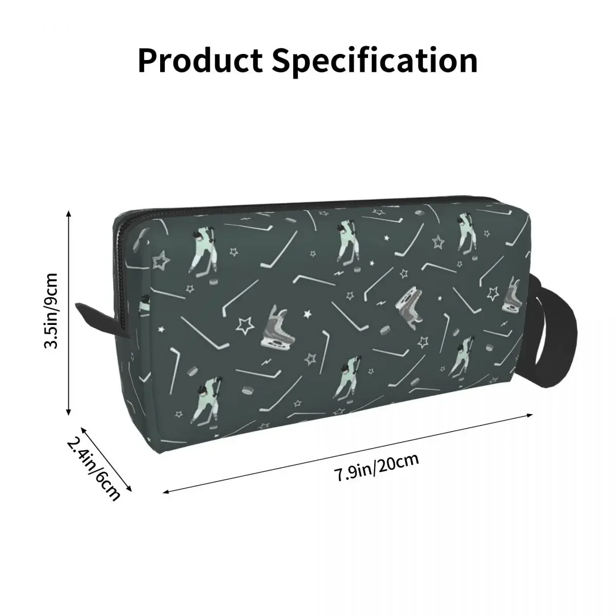 Ice Hockey Stick, Puck And Skates Makeup Bag Cosmetic Storage Dopp Kit Toiletry Cosmetic Bag for Women Beauty Travel Pencil Case