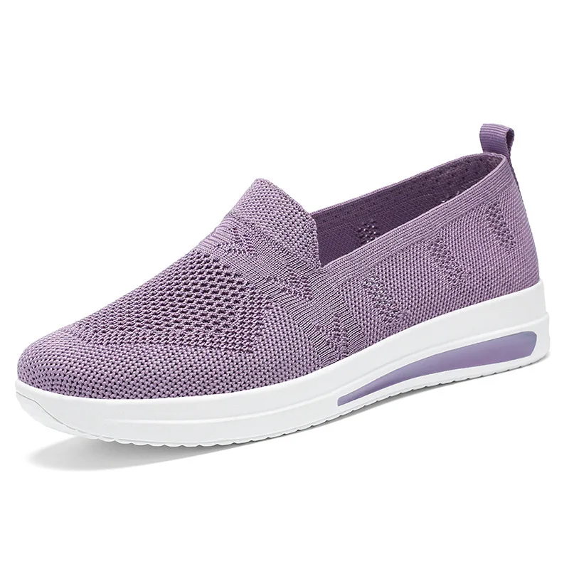 

Women's Casual Lightweight Breathable Mesh Knitted Mom Loafers Slip on Flats Woman Comfortable Non Slip Platform Female Sneaker