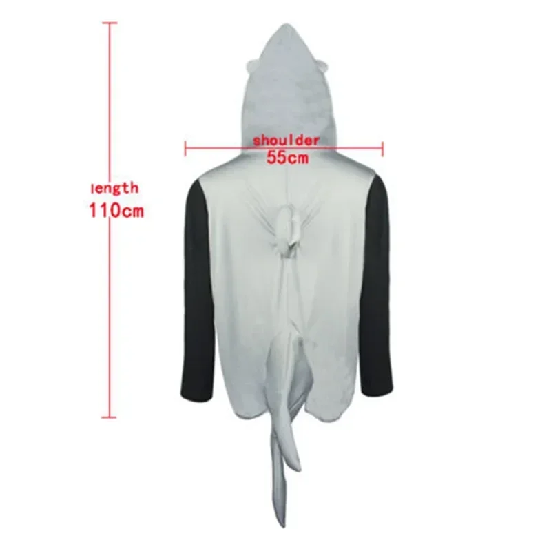 ハロウィンパーティーサメコスチュームコスプレ大人 3D フード付き面白いホリデーゲームパフォーマンス服 MN1