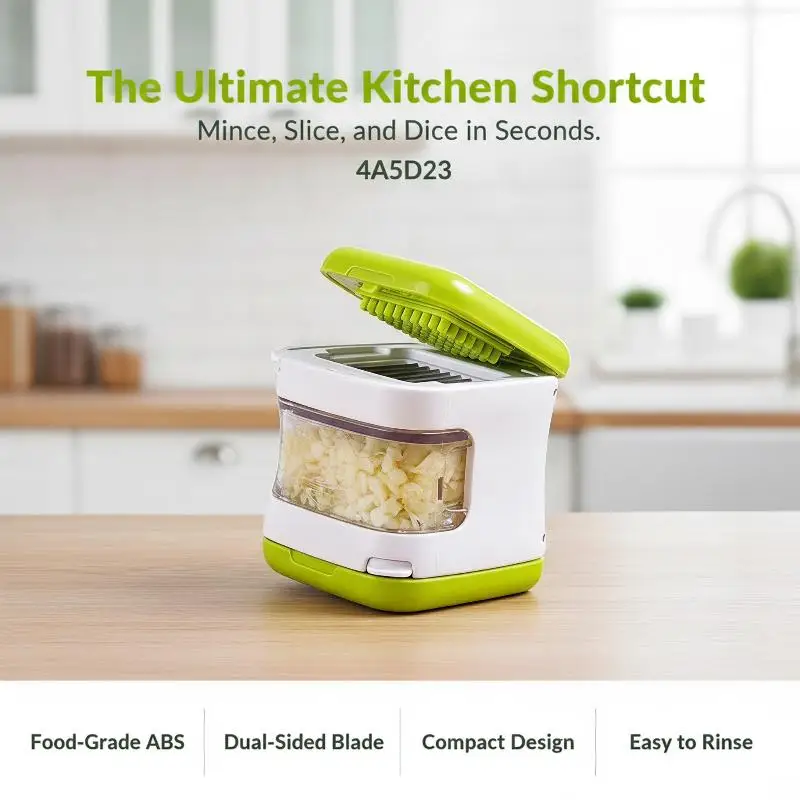 Mini Manual Garlic Press 4 in 1 Garlic Mincer Chopper Slicer Grater with Storage Box for Kitchen Gift for Mom