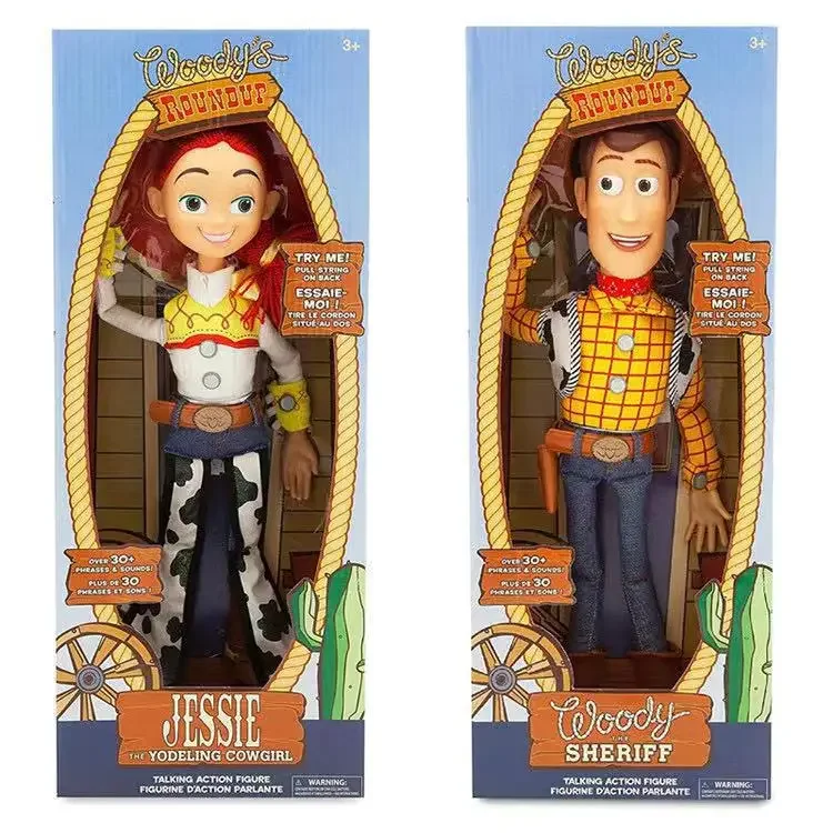 [Funny] Disney Toy Story Woody Trish with pull string sound Anime Action Figure toy Collect Model children birthday gift Toys