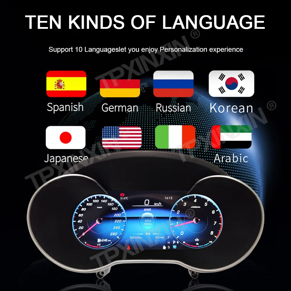 مجموعة لوحة القيادة الرقمية للسيارة لسيارة Mercedes Benz C Class W205 2015-2018 GLC X253 2016-2019 Carplay عداد السرعة أداة متر