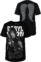 TV Walking Dead Daryl Cosplay T shirt Roleplay Fantasia Men Black Casual Short Sleeve O-Neck Top Tees Halloween Carnival Clothes
