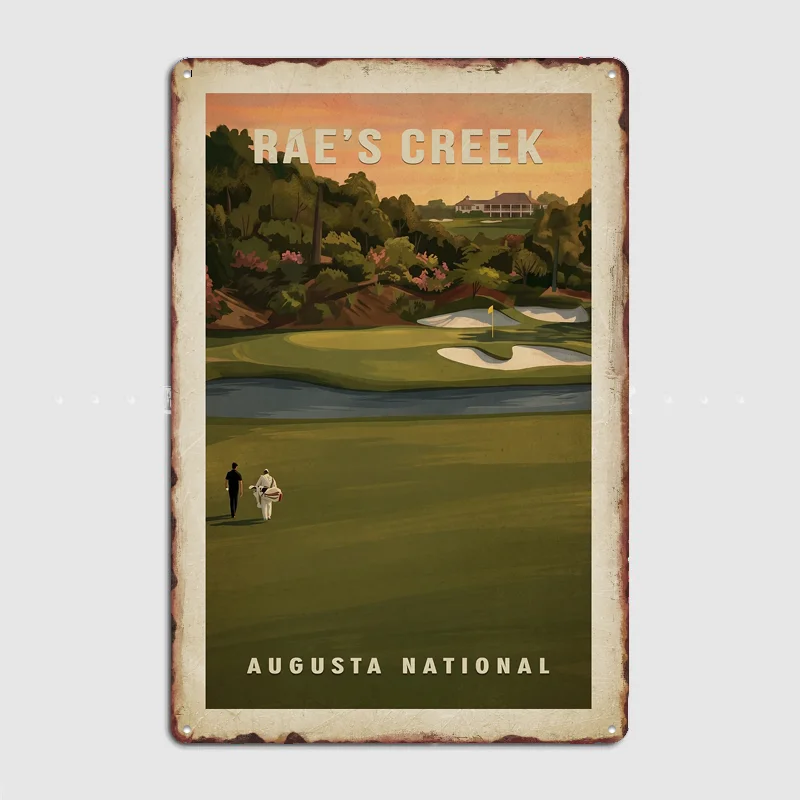 Augusta National Rae's Creek Golf Poster Metal Posters Living Sign Indoor Outdoor Room Decoration Home Bar Decor Wall Decor