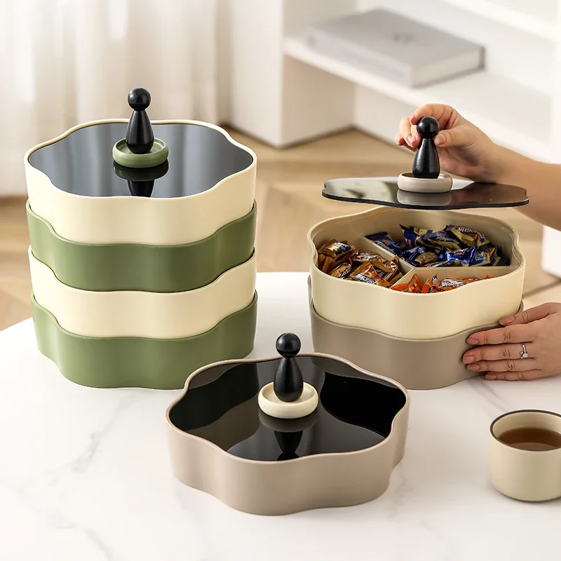 طبق فاكهة، غرفة معيشة شبكية مزدوجة الطبقات، فاخرة خفيفة وراقية، حلوى منزلية للعام الجديد، مكسرات خفيفة، صندوق تخزين #4