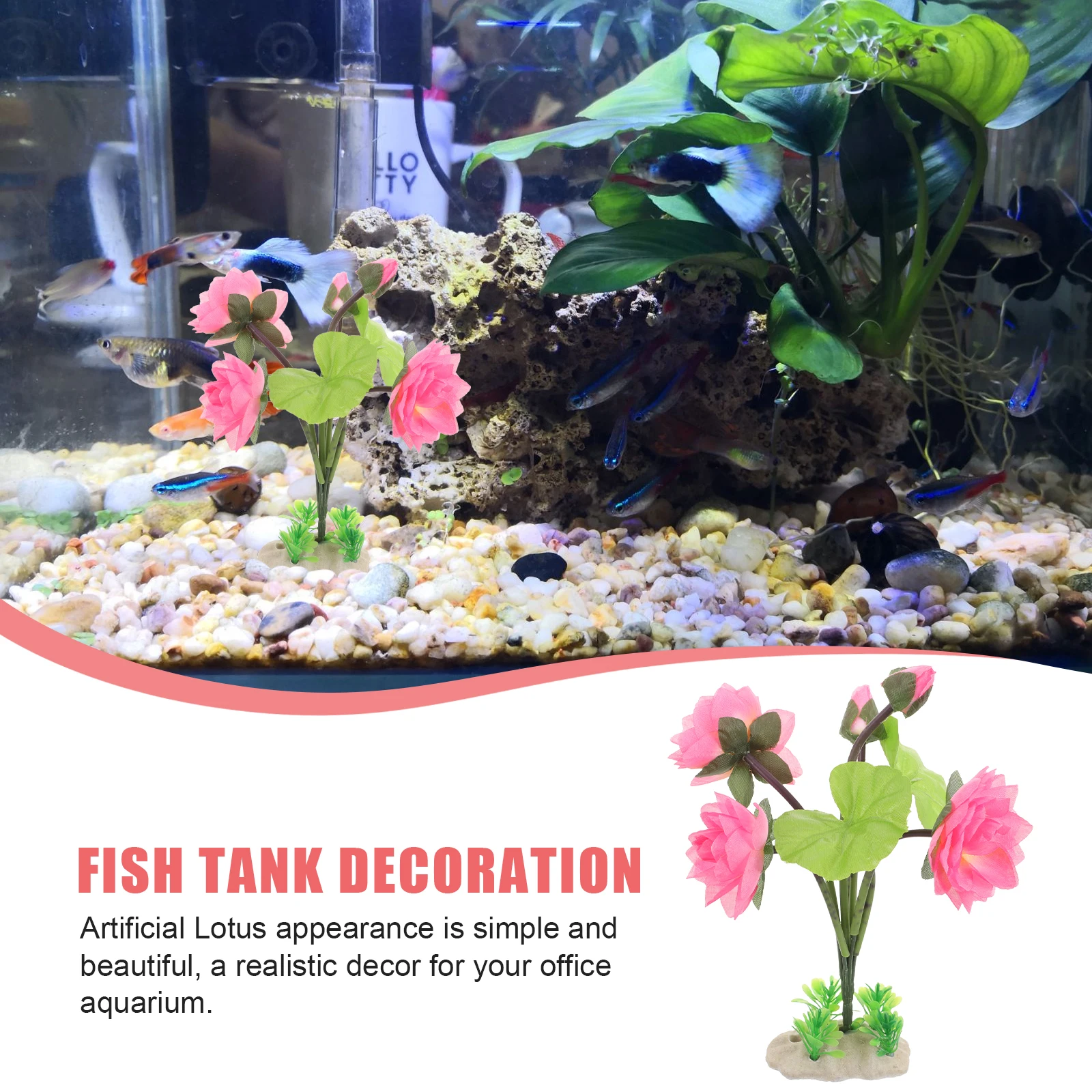 

Realistic HH01 Deep Faux Plants Decor Fish Tank Pond Plastic Flowers Safe Aquarium Supplies Pet Goods