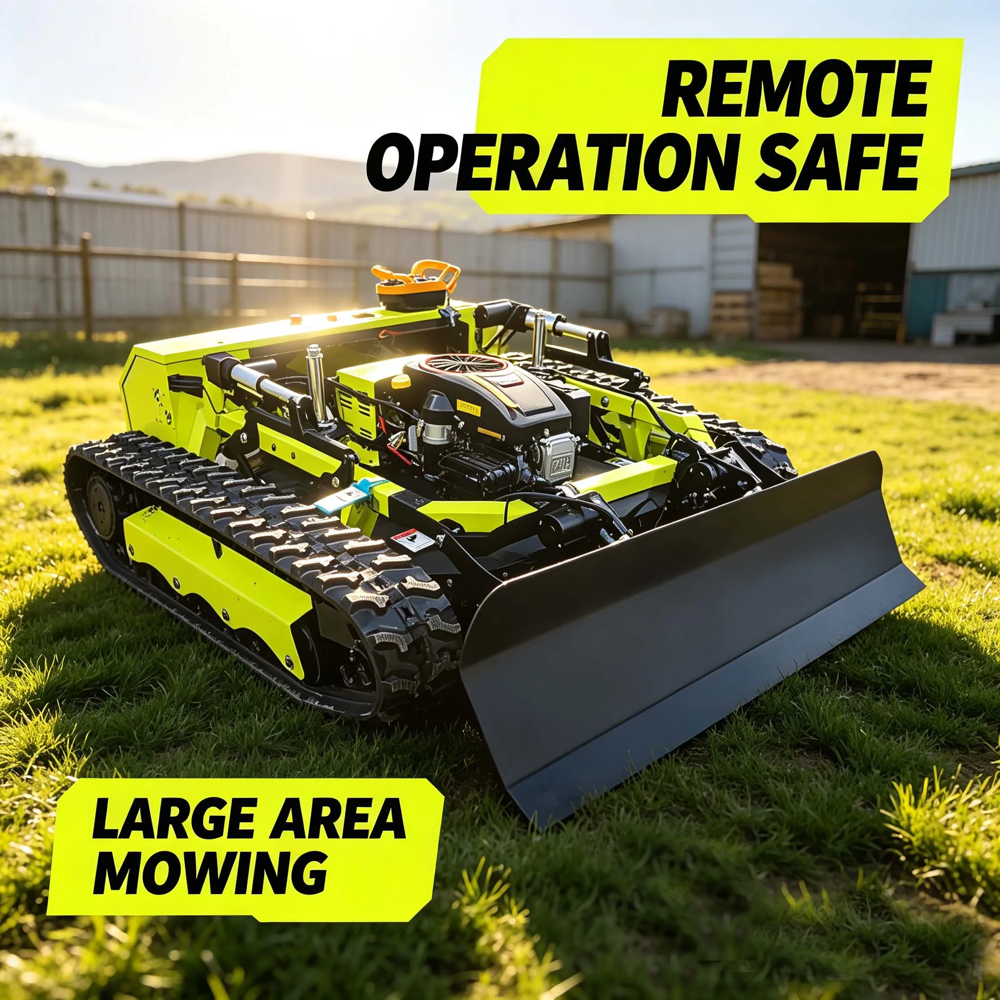 SAAO Professional Remote Control Track Lawn Mower All Terrain Mowing Machine for Hills Farms Orchards and Parks