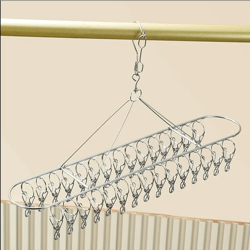 Stainless Steel Windproof Clips Clothespin Laundry Hanger Clothesline Sock Towel Drying Rack Clothes Peg Hook Airer 10-30clips