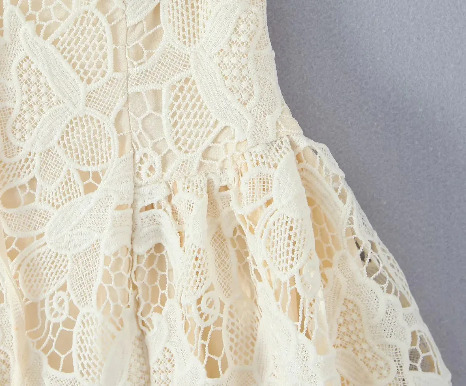 女性ノースリーブキャミスリップココレースノースリーブミニドレス