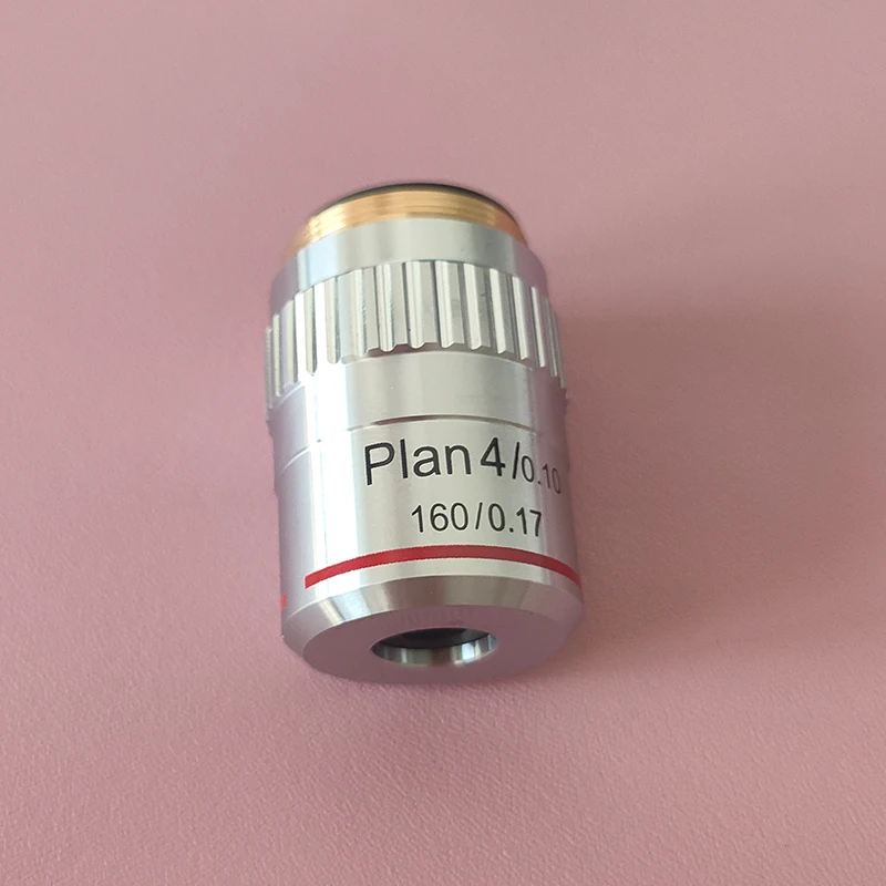 Microscope Plan Achromatic Objective Lens 4X Biological Microscope Objectives Standard RMS Interface DIN160/0.1mm