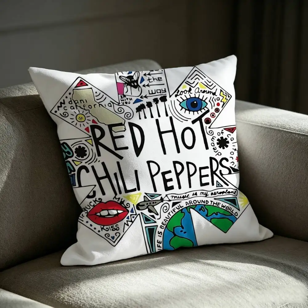 Red Hot RHCP Band C-Chili P-Peppers Square Sofa Pillow Cover Solid Color Living Room Home Decor Cushion Case