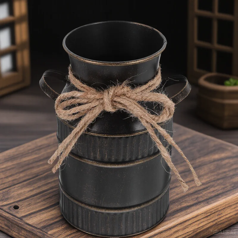 إبريق الحليب زهرة زهرية الحديد ريفي زارع معدني دلو مزهرية منزلية ديكور المنزل حفل زفاف محور #6