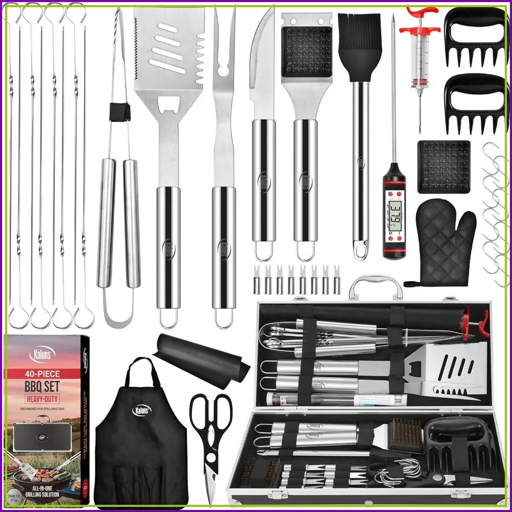 

40 Pcs Heavy Duty Stainless Steel BBQ Grill Set, Complete Barbecue Accessories for Outdoor Grilling, Gift for Men Dad