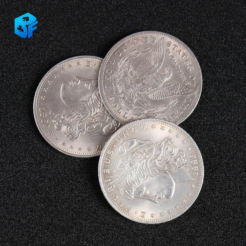 STC Coin Set Coin Change Penetrate Magia Close Up Illusions Magic Tricks Gimmick Props Multiplying Silver Coins to Chip Magica