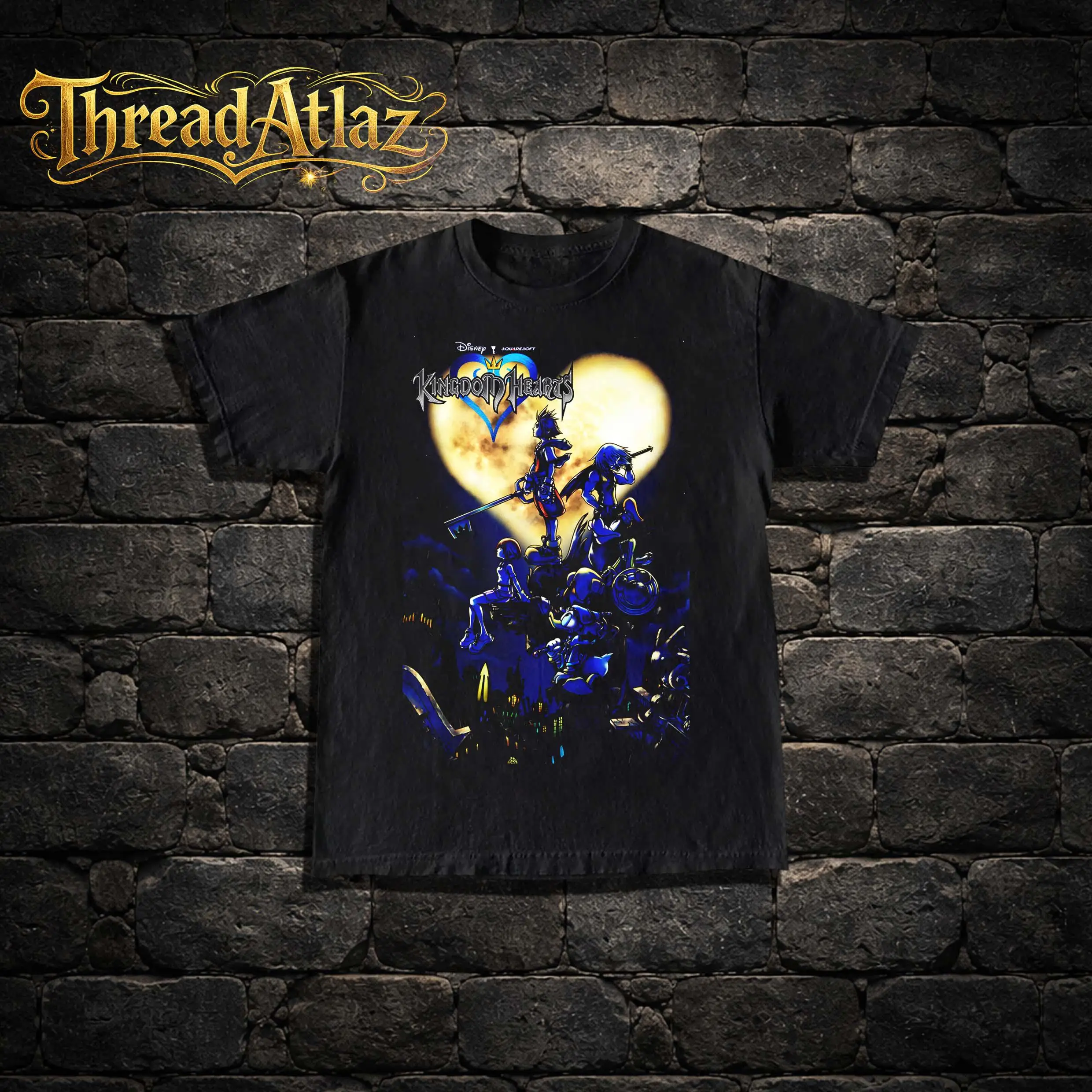 Men Kingdom Hearts Vintage T-shirt Sora Riku Poster Print Oversized Short Sleeve Game Graphic Tee Gaming Fan Streetwear Tops