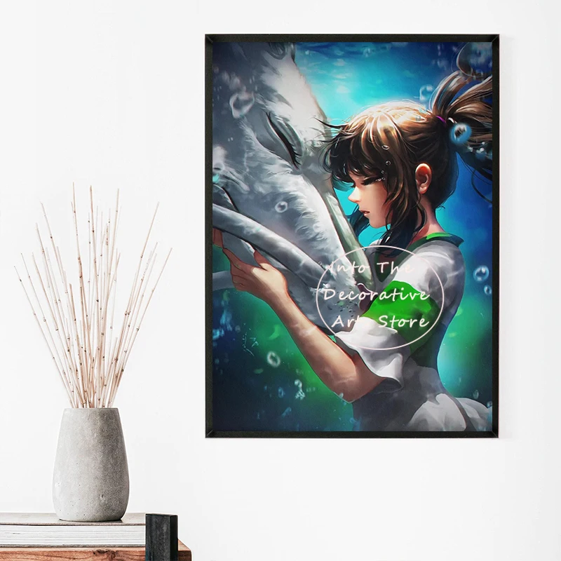 Classical Japanese Fantasy Anime Poster Famous Animation Chihiro Dragon Adventure Canvas Paintings Wall Art Pictures Home Decor