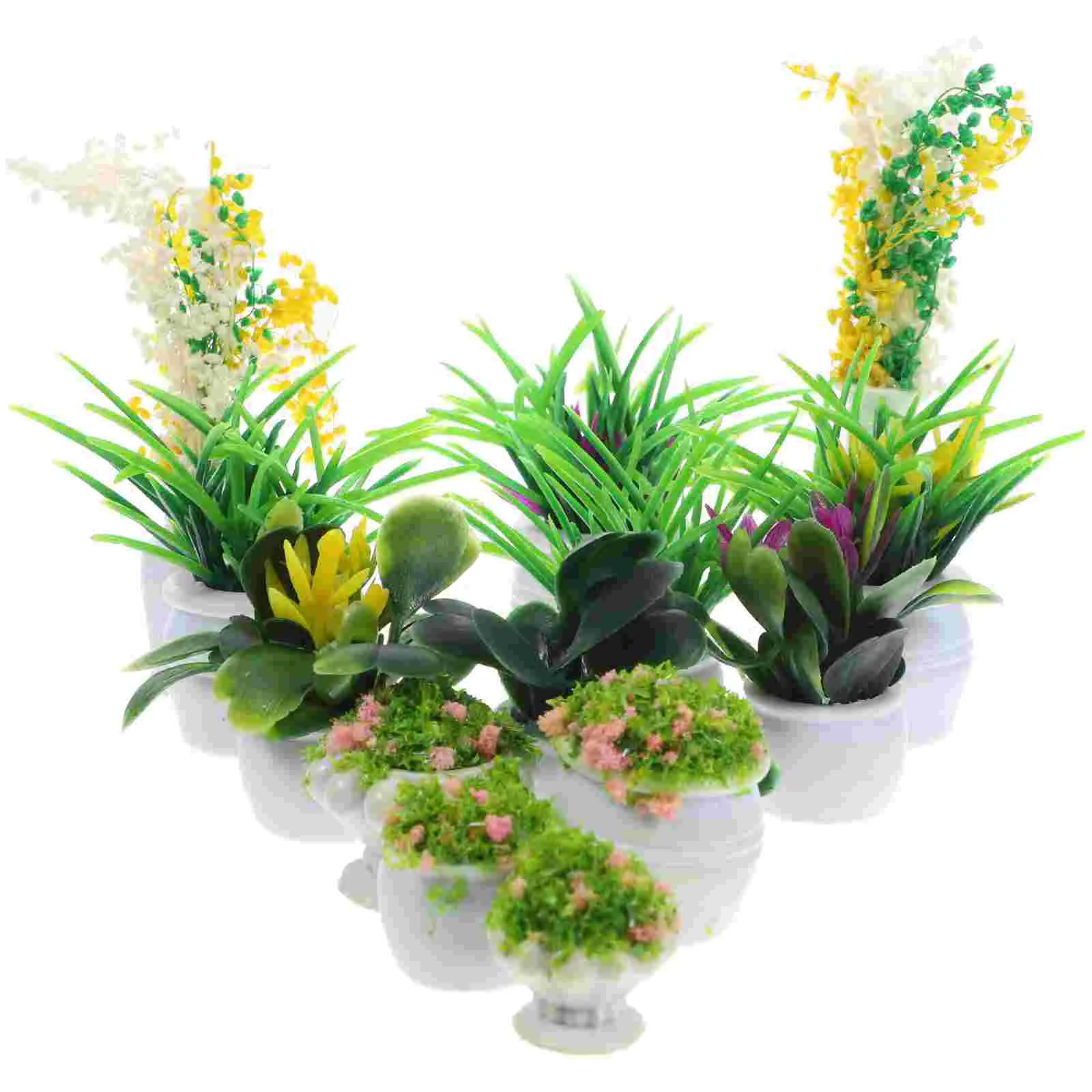 

13 Pcs Landscape Flower Pot Model House Mini Plant Dolls Accessories Jar Small Models Plants Props Decor Potted Garden