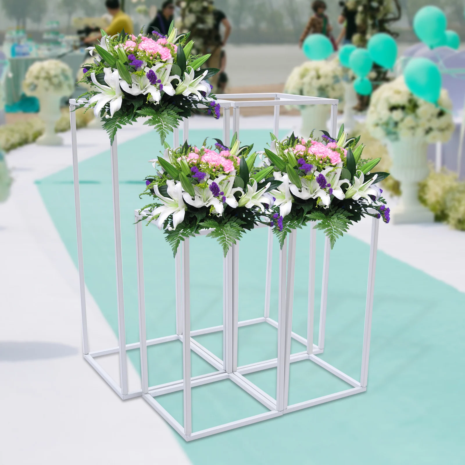 4Pcs Flower Floor Stand Metal Column Flower Stand Flower Arrangement For Wedding Party Dinner Centerpiece