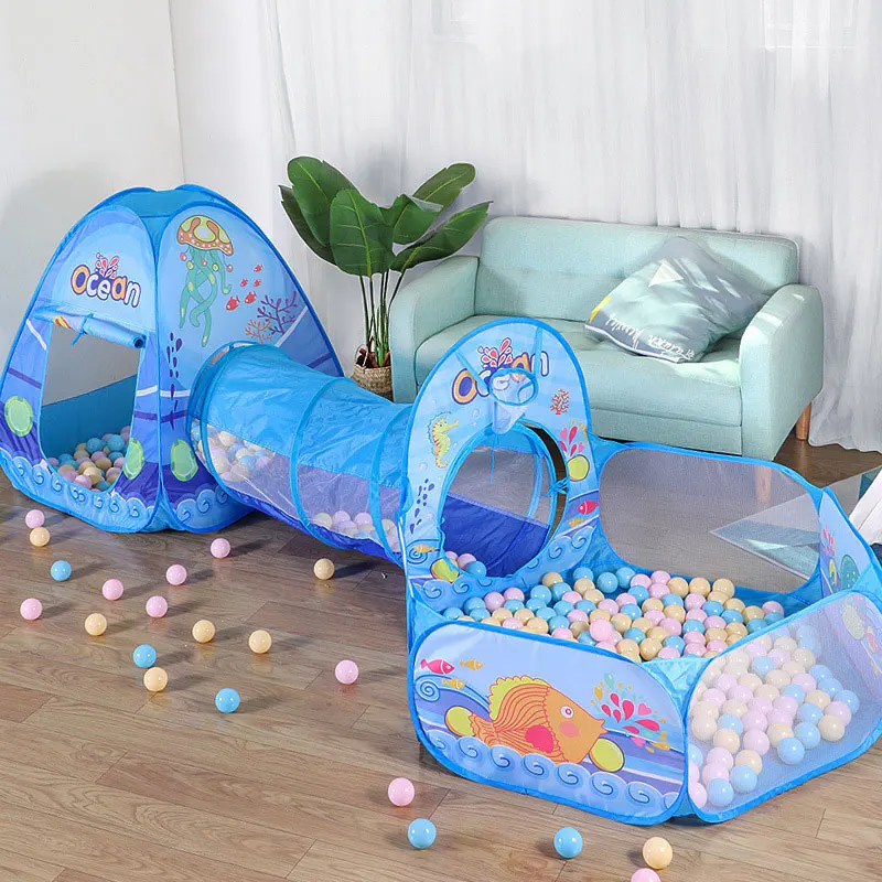 3 in 1 Kinder zelt Spielzeug Ball Grube Poolhaus tragbare Kinder Tipi Zelte Krabbel tunnel Pop-up Zelt Haus Kinder Camping Zelt