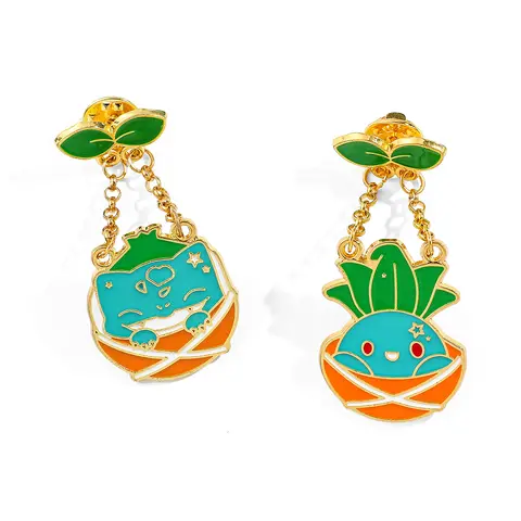 2 Pcs ​Creativity Potted Plant Brooch Funny Bulbasaur Enamel Pin Metal Badge Jewelry Clothing Backpack Accessories Gift