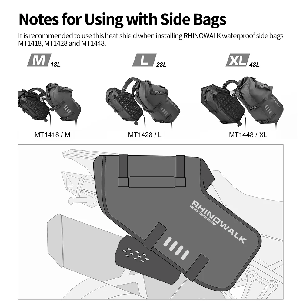 Rhinowalk Motorcycle Exhaust Pipe Protector 1 or 2 Pcs Motor Bag Heat Shield Cover Riding Guard Anti-scalding Cover Accessories - view 5