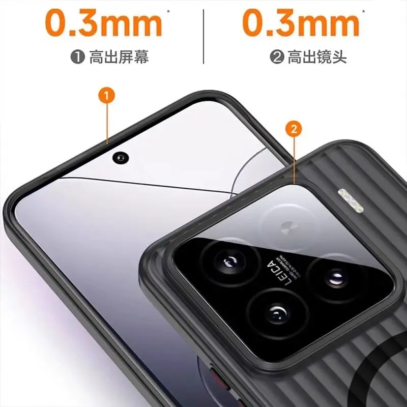 Case For Xiaomi 15 / 15 Pro, Corrugated PC Hard Shell with MagSafe, Matte Frosted Ultra-Thin Anti-Fingerprint Full Protection view 4