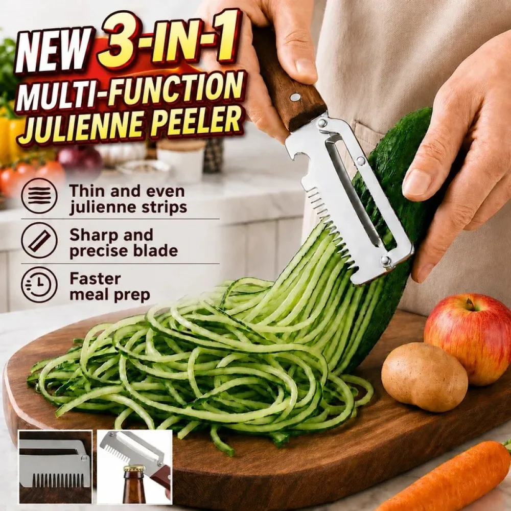 New Paring Knife Ergonomic Imitation wood grain handle Stainless Steel Vegetable Peeler with Wooden Handle 3-in-1