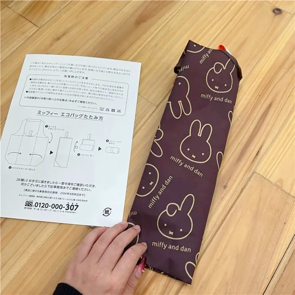 Miffy Kawaii Einkaufstasche, Cartoon-süßes Kaninchen, hohe Kapazität, faltbar, tragbar, Einkaufstasche, eine Umhängetasche, Mädchen-Geschenk – Detail 8