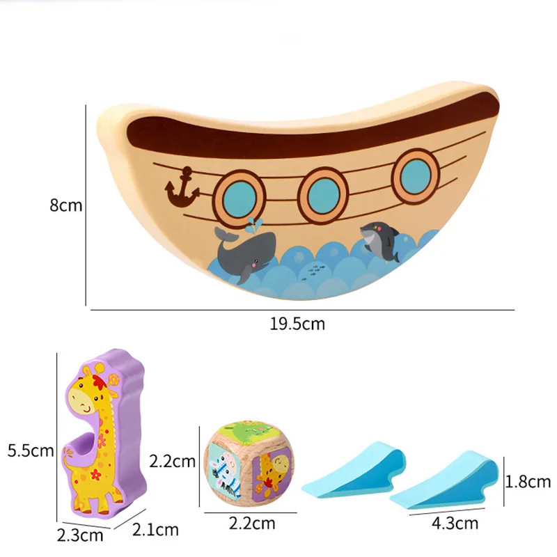 جديد الأطفال التعليم المبكر التوازن اللبنات تجميع المكدس لعبة حيوانات البحر التوازن كتل ألعاب خشبية تعليمية