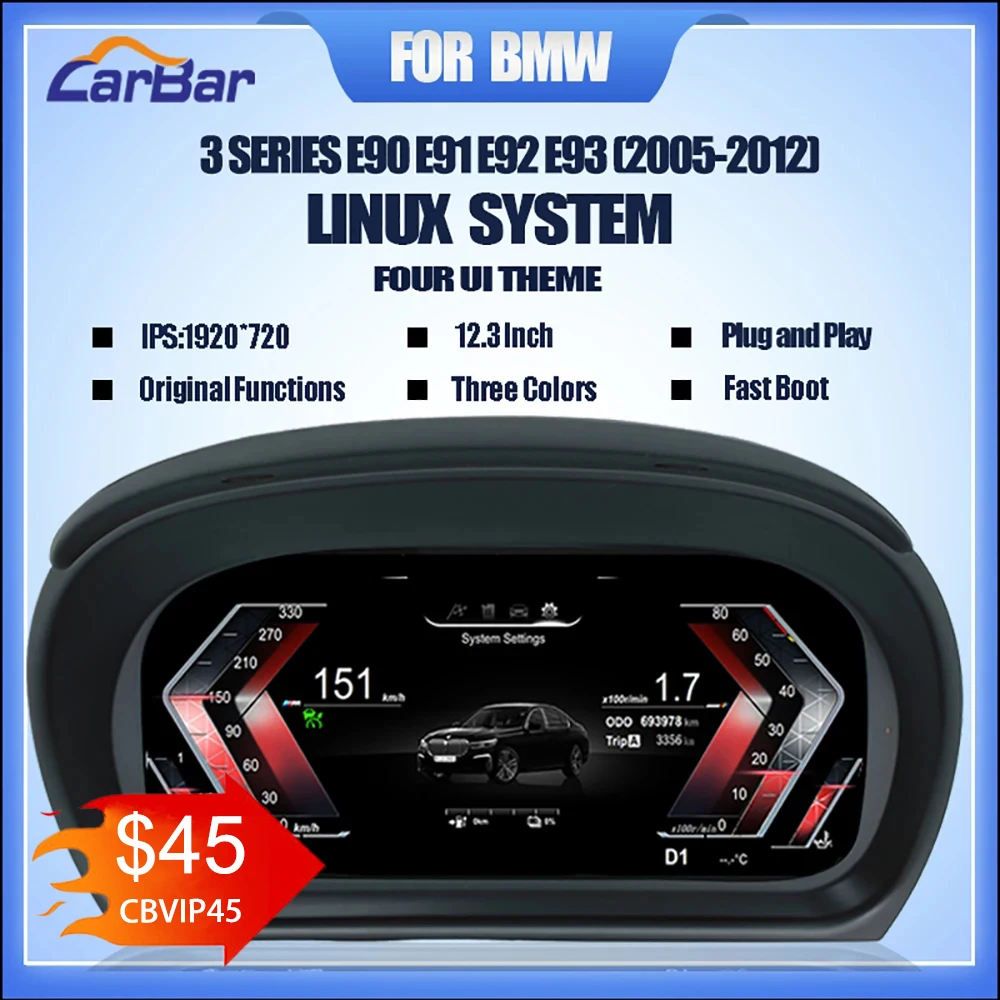 

Датчик карба для BMW 3 серии E90 E91 E92 E93 2005-2012 Автомобильный ЖК-спидометр Цифровая приборная панель Система Linux