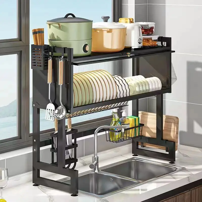 

Large Sink Dish Rack 2 Tier Over Utensils Rack Kitchen Dry Sink Organizer for Kitchen Rack