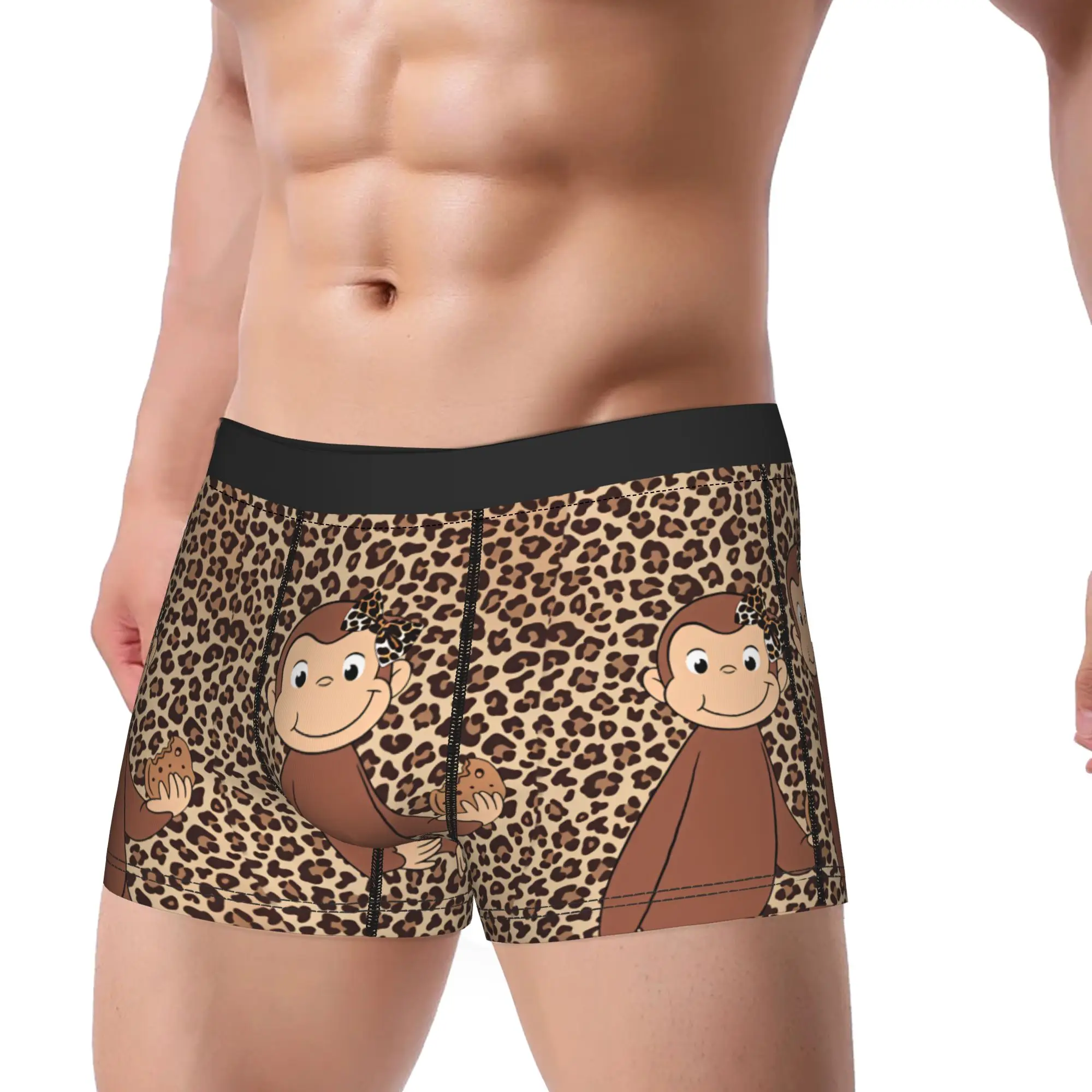 Curious George Monkey Underwear  Man Panties Custom Elastic Boxer Shorts Hot Sale Boxer Brief Plus Size