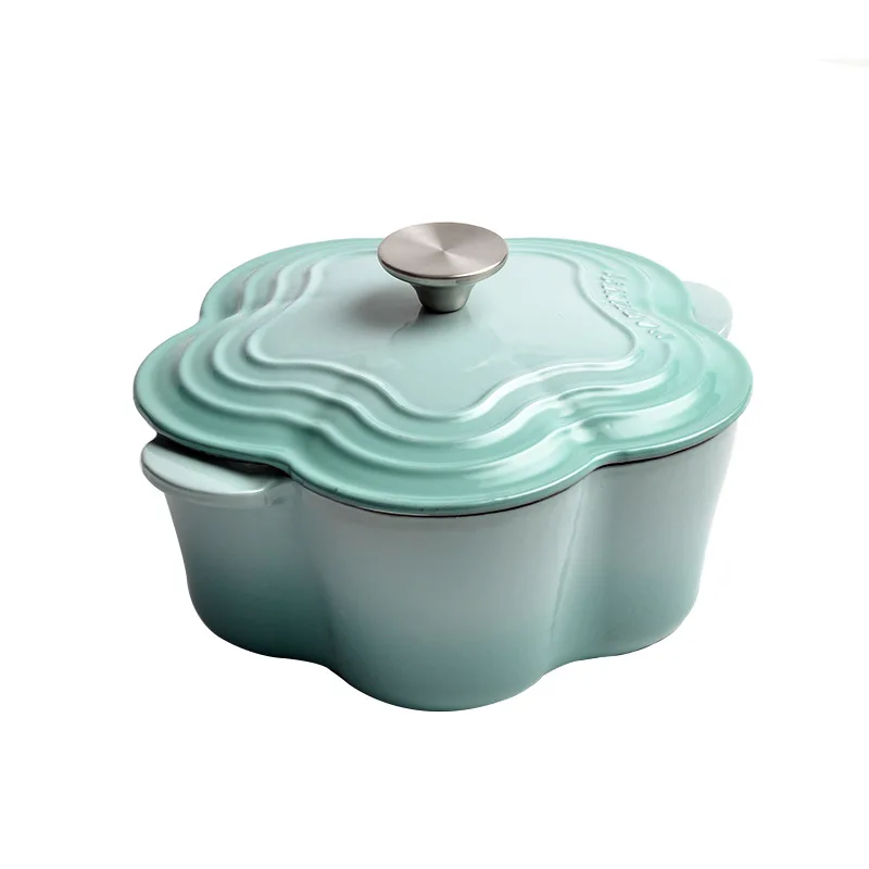 Flower Shape Non-stick Cookware for Kitchen Enameled Cast Iron Pan Pot Set Cooking Food Kitchenware Pots Sets Dining Bar Home