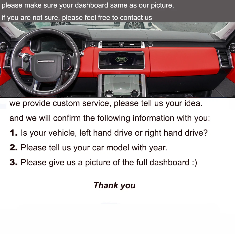 

Custom Car Dashboard Cover Wrap in Alcantara for Land Rover Range Rover Sport 2021 Shade Cushion Pad Carpets Accessories