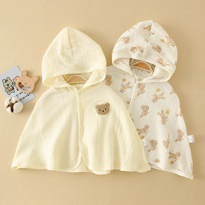 Summer Baby Cloak Sun Protection Hooded Cloaks Cute Bear Bunny Print Kids Clothes for Boy Girl Breathable Outdoor Sunscreen Coat