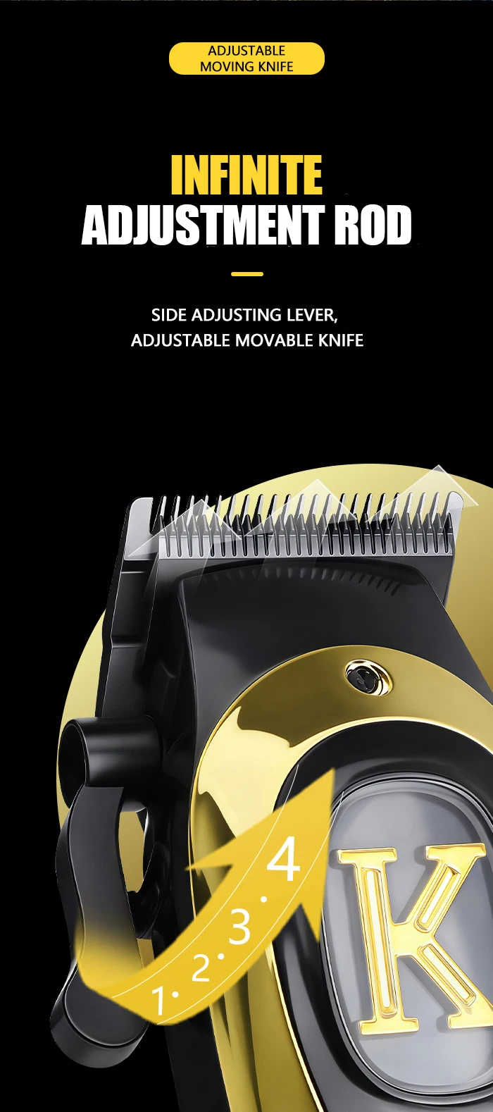 Kemei KM-1800 USB Schnellaufladbare Haarschneidemaschine 1200mA Wiederaufladbare Kabellose Haarschneidemaschine Kemei Elektrischer Haarschneider – Detail 5