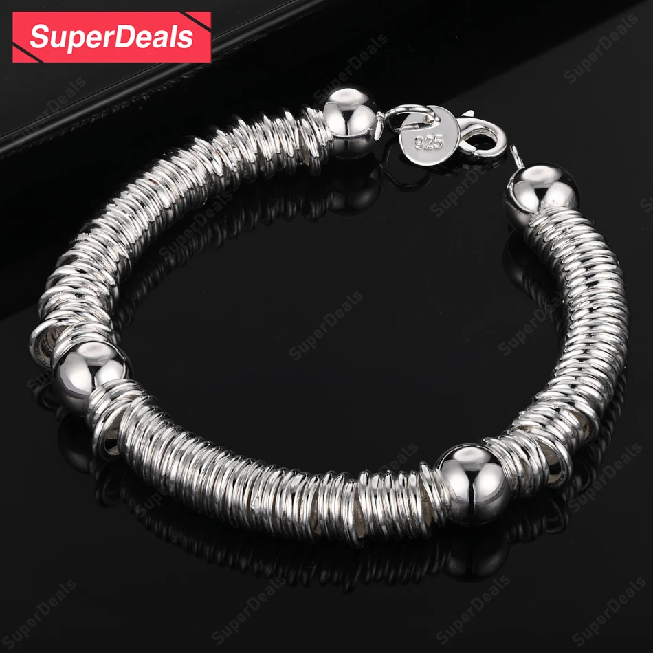 

SuperDeals Multiple Circles Chain 925 Sterling Silver Bracelet For Women Wedding Party Birthday Gift Fashion Popular Jewelry