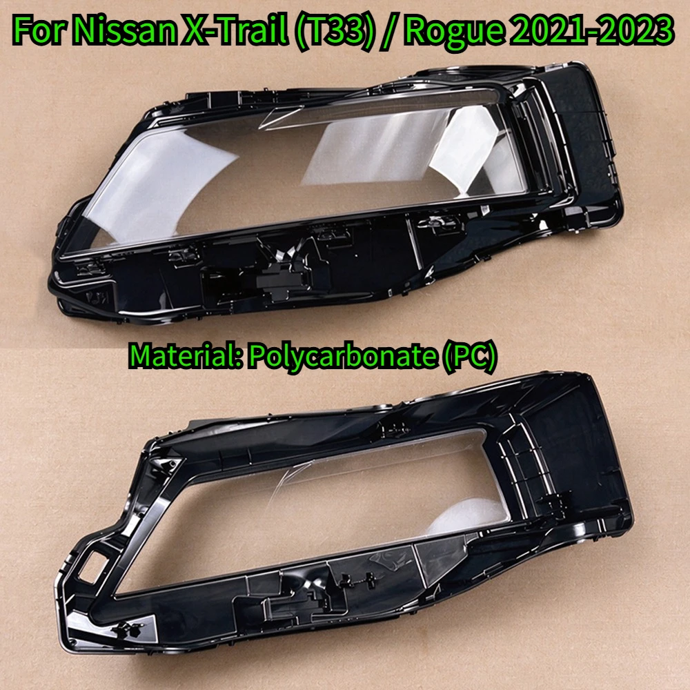 Front Headlamp Lens Cover Housing Shell For Nissan X-Trail (T33) / Rogue 2021-2023 Auto Headlight Outer Replacement Lampshade