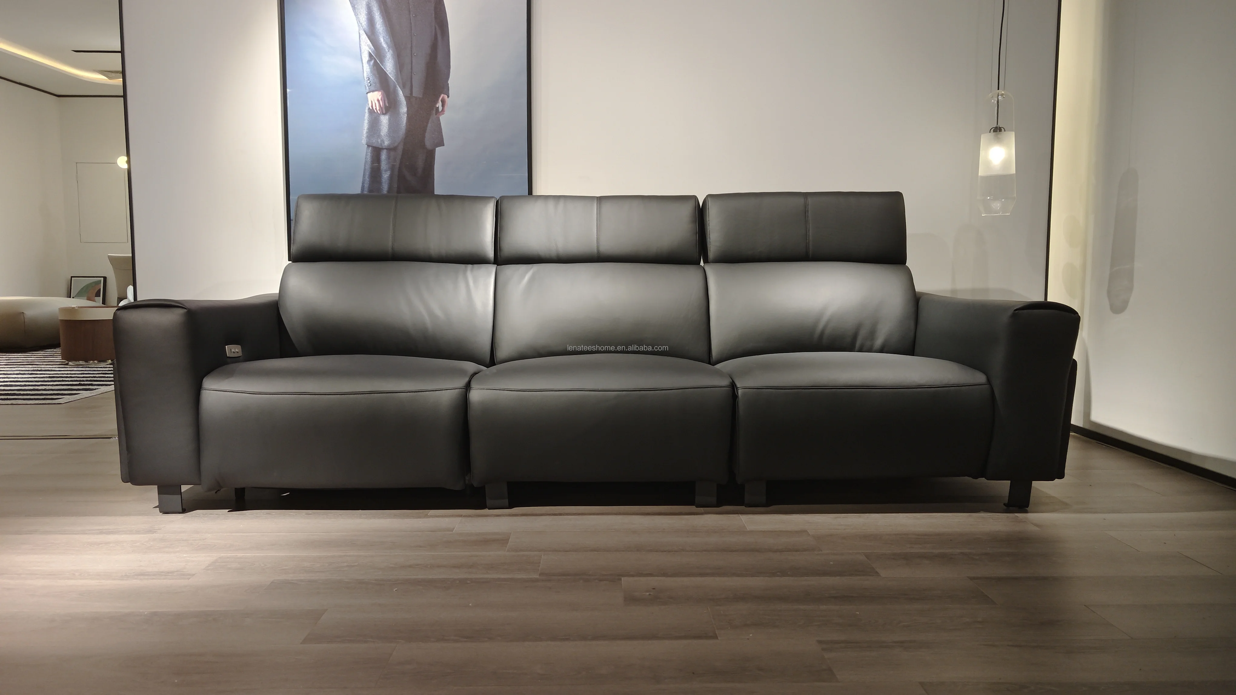 & Power Reclining 3-seater Genuine Leather Sofa with USB Charges ultimate comfort Theater Recliner Sofa