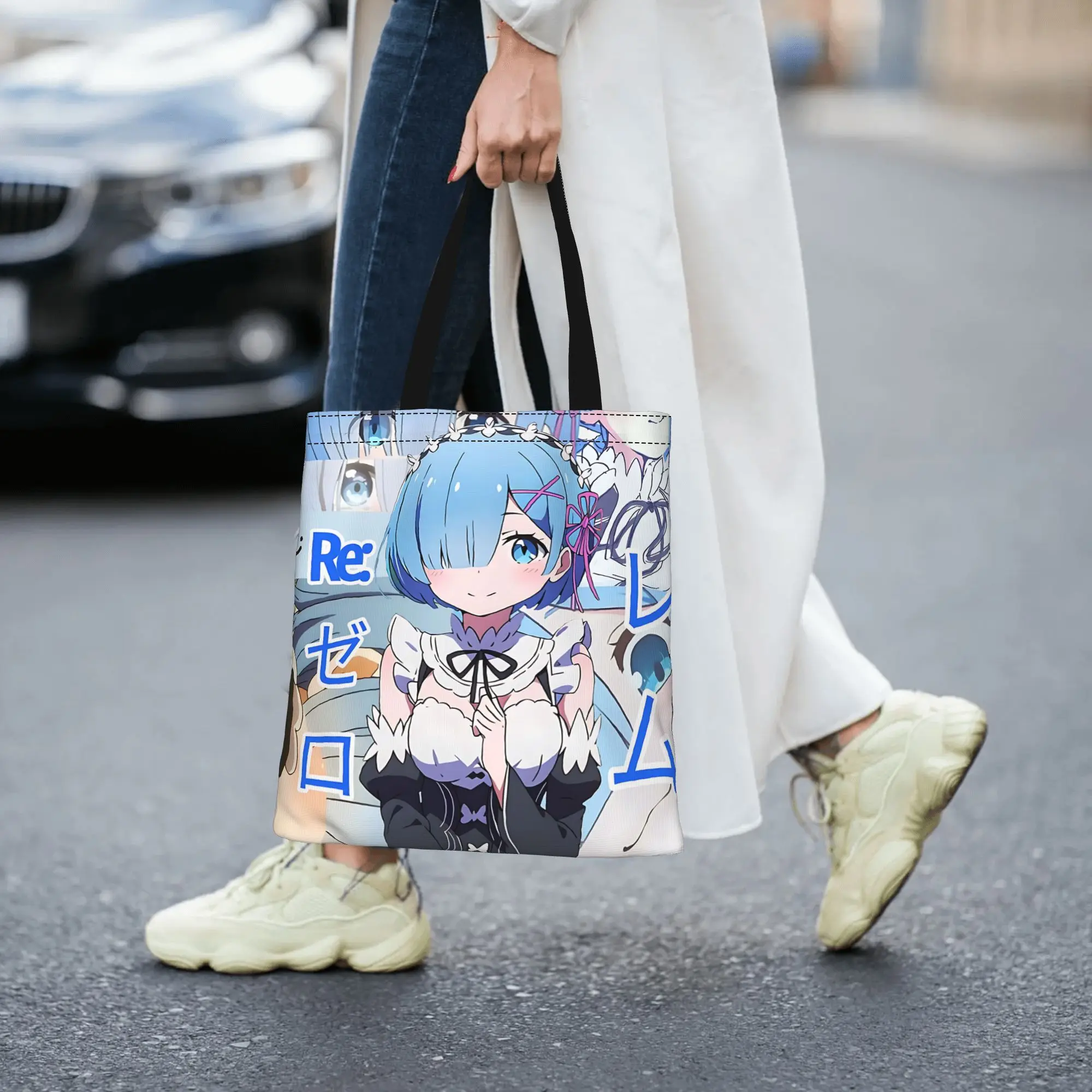 Bags For Woman Re ZERO Anime Shopping Bag Its bags Reusable Double Sided Canvas Tote Bag Shoulder  Handbag